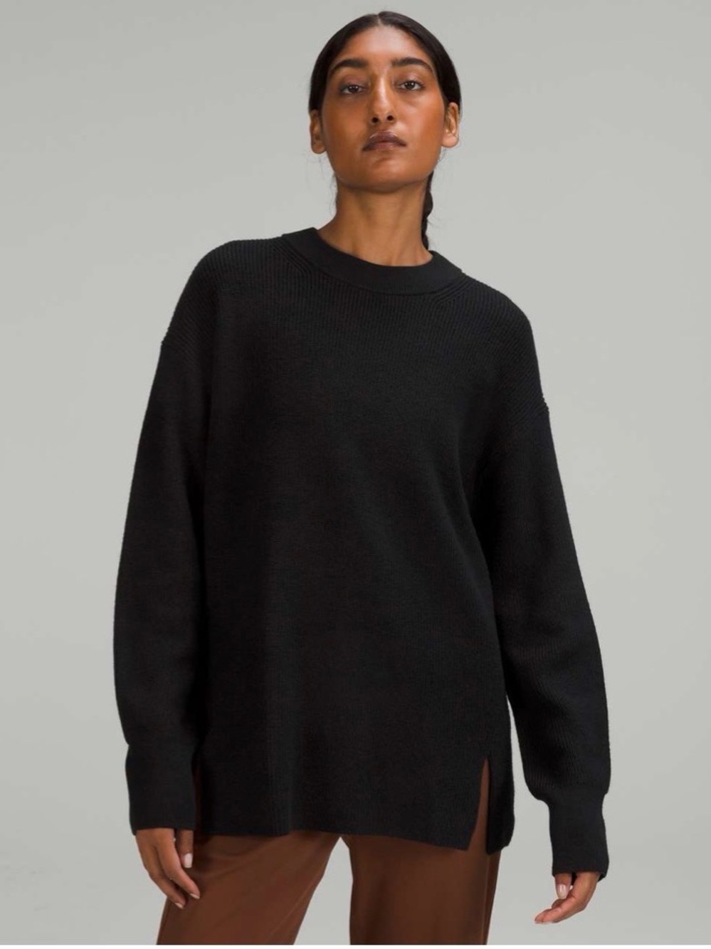 Lululemon Merino Wool-Blend Ribbed Crewneck Sweater
Black